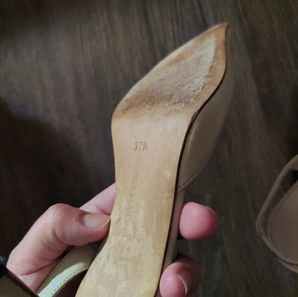 Manolo Blahnik Beige Pointed Toe Heels - Picture 4 of 6
